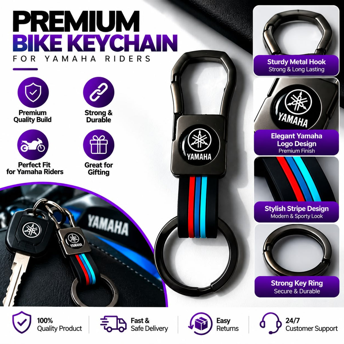 Premium Car Keychain – Metal Hook & Stylish Key Ring | Multiple Car Brands