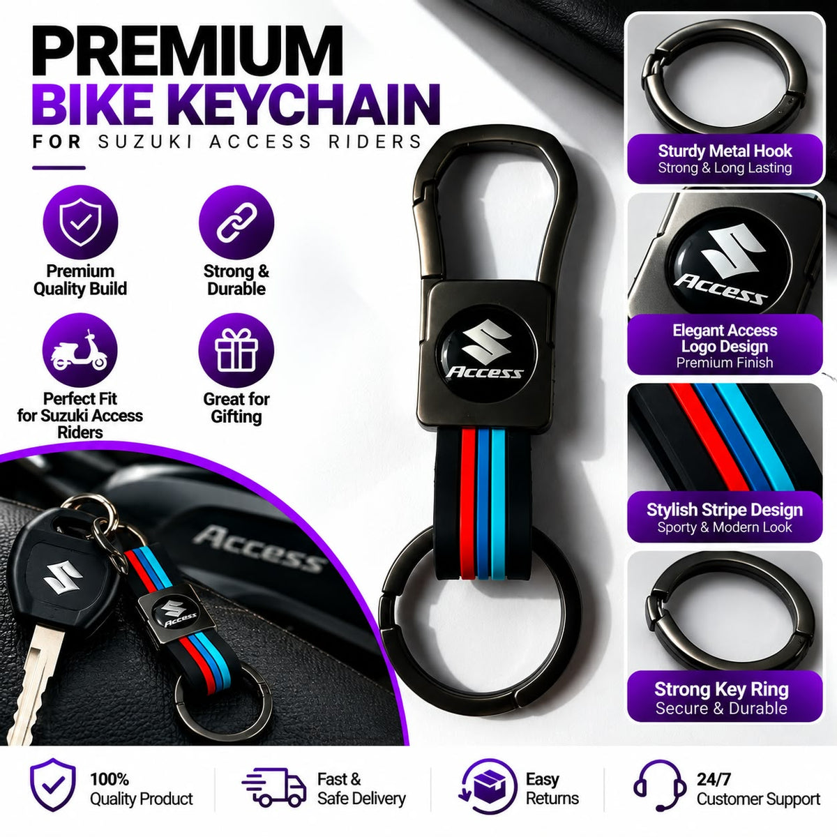 Premium Car Keychain – Metal Hook & Stylish Key Ring | Multiple Car Brands