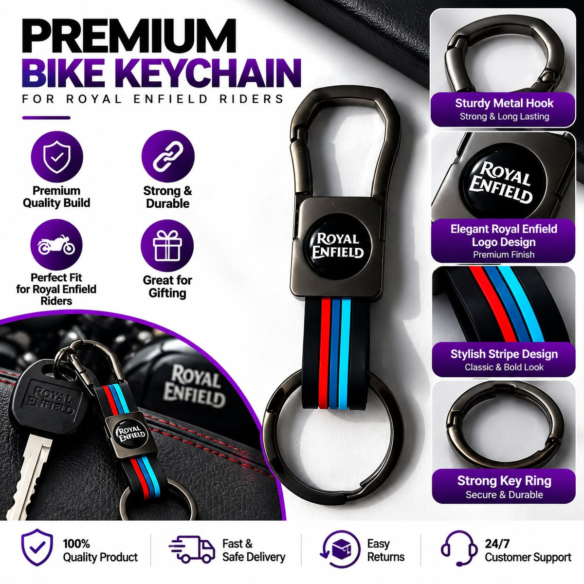 Premium Car Keychain – Metal Hook & Stylish Key Ring | Multiple Car Brands