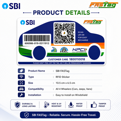 SBI FasTag for Car/Jeep/Van