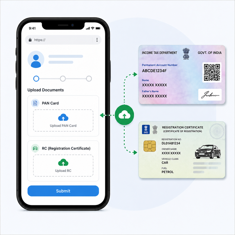 <strong>Step 2: </strong>Upload Your Documents by given Link on whatsapp
