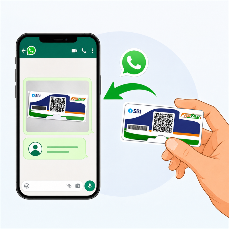 <strong>Step 1 : </strong>Send FASTag image & Order id on Whatsapp